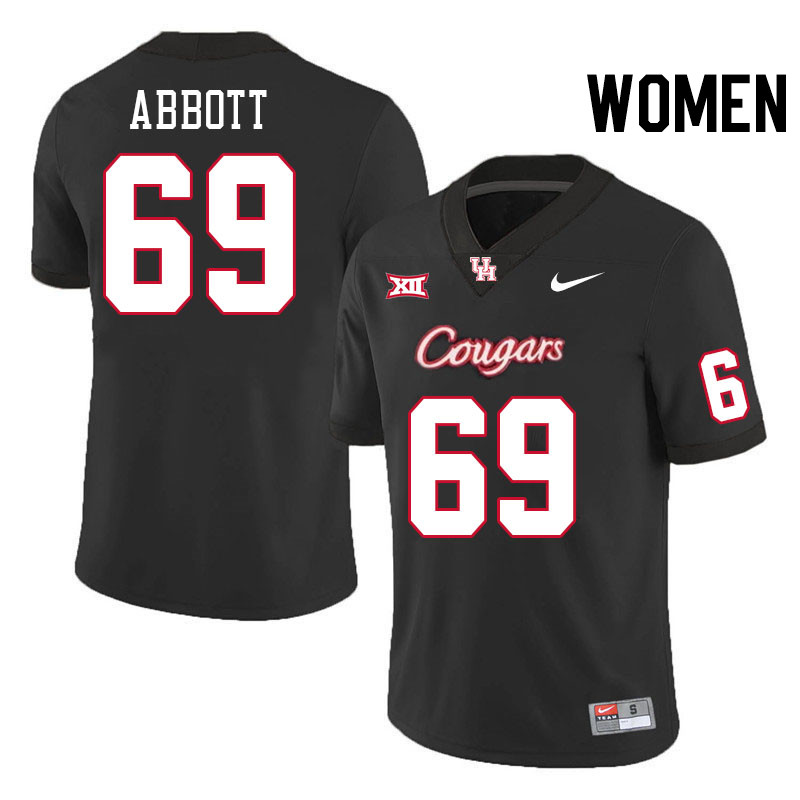 Women #69 Alex Abbott Houston Cougars College Football Jerseys Stitched-Black